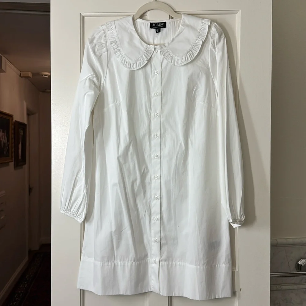 J.Crew Ruffle-collar mini shirtdress in cotton poplin BS809
